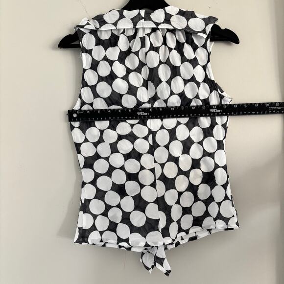 FARINAZ TAGHAVI Women Size 4 White Dressy Tank Top Ruffle Sleeveless Blouse - Picture 3 of 5